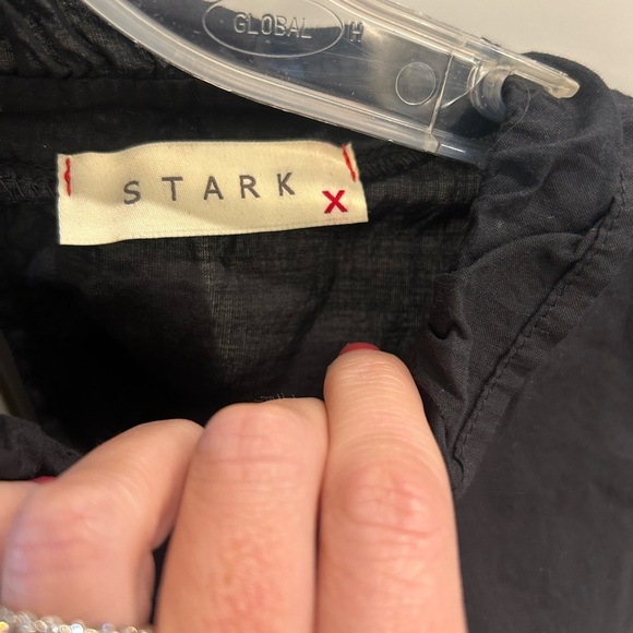 Stark X Women's Ruffled Black Top size medium! 100% cotton - Picture 2 of 5